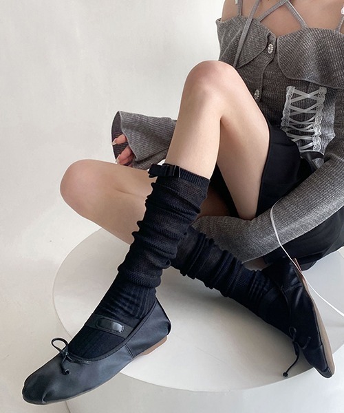 c.u.l 靴下 リボン シアーソックス cula907 レディース