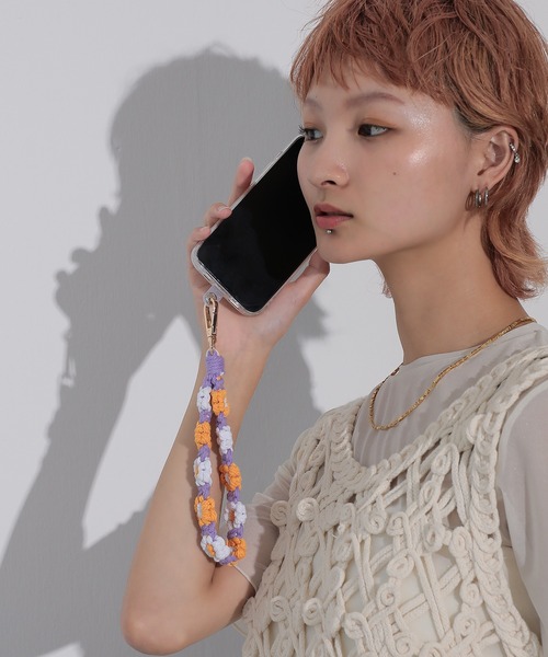 もこもこフラワー スマホ ショートストラップ : ZOZOTOWN Yahoo!店