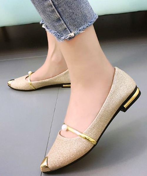 STYLEBLOCK パンプス パール調装飾ストラップ付ポインテッドトゥ