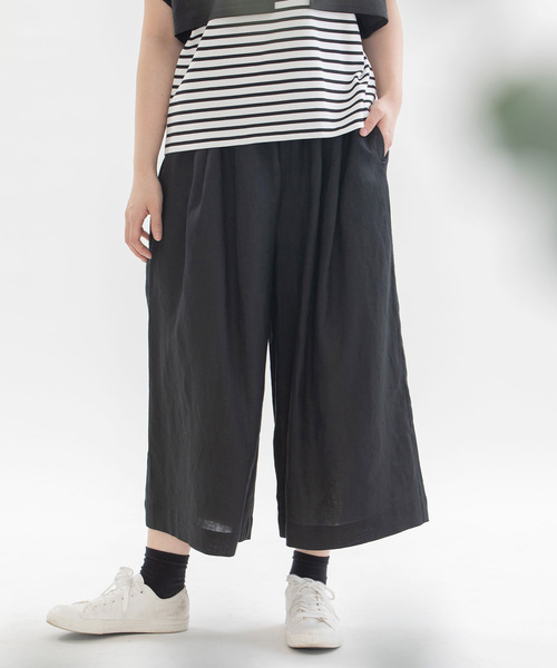 最大90％オフ - 特価 セール nop de nod パンツ リネン8分丈タックワイドパンツ レディース パンツ