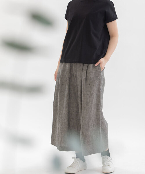 【★新品★】nop de nod ノップ ドゥ ノッド／リネンコットンパンツ nop de nod パンツ リネン8分丈タックワイドパンツ レディース