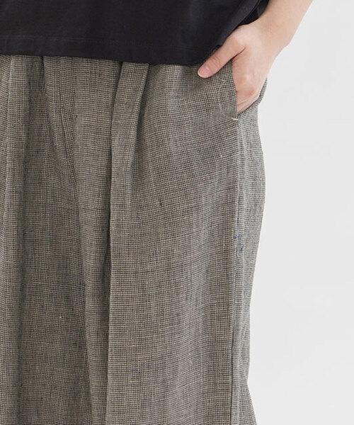 nop de nod パンツ リネン8分丈タックワイドパンツ レディース
