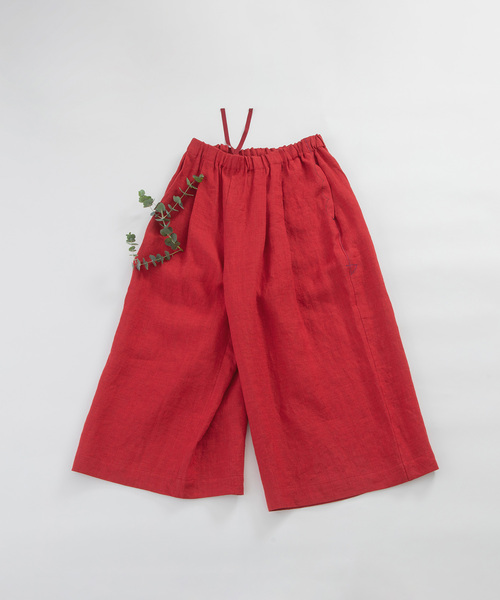 nop de nod パンツ リネン8分丈タックワイドパンツ レディース