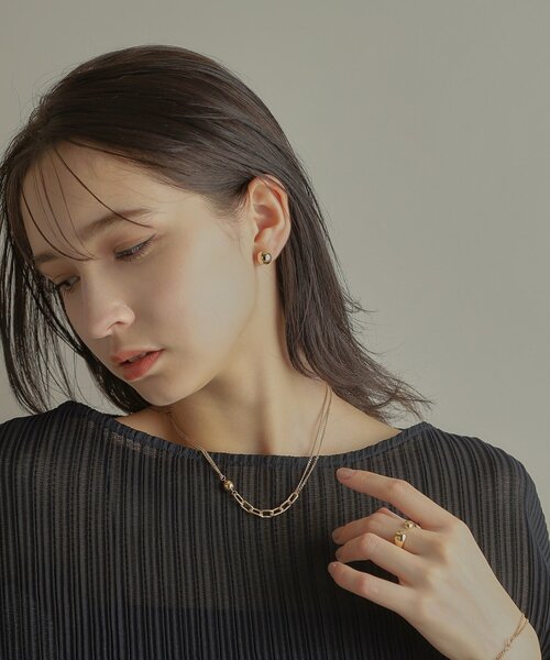 COCOSHNIK ネックレス K10中空ボールキヘイミックスチェーン