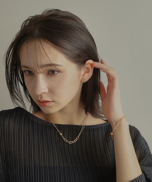 COCOSHNIK（ココシュニック） ネックレス K10中空ボールキヘイミックス 