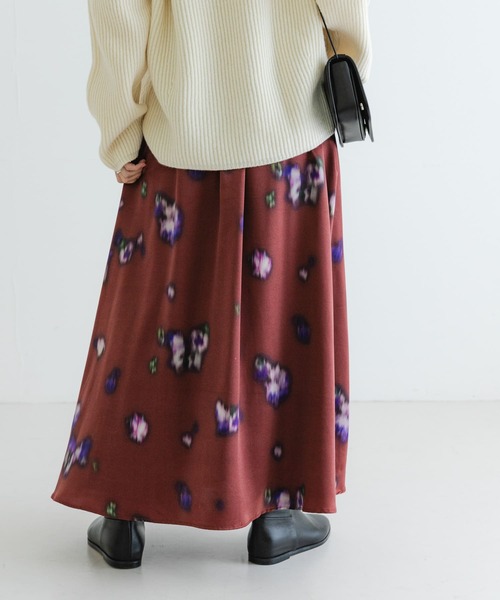 URBAN RESEARCH スカート フラワープリントギャザーロング