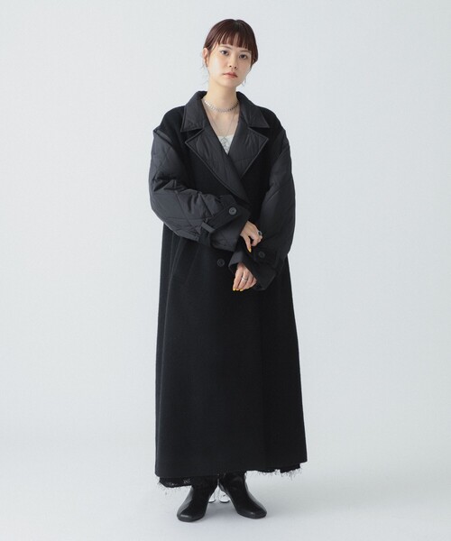 BCBG 黒のキルティングチェスターコート