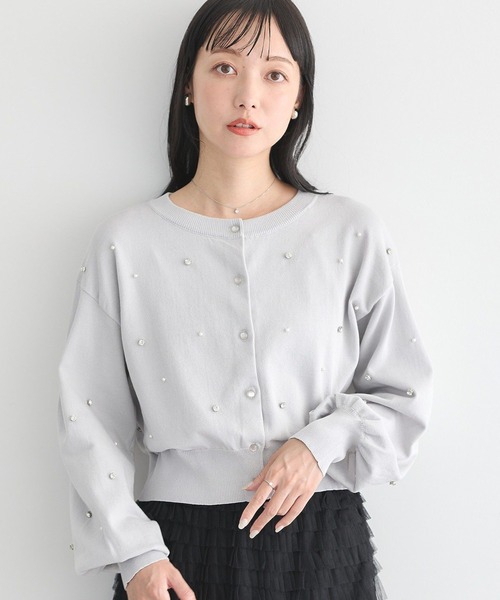 earth music&ecology カーディガン パール＆ビジュー