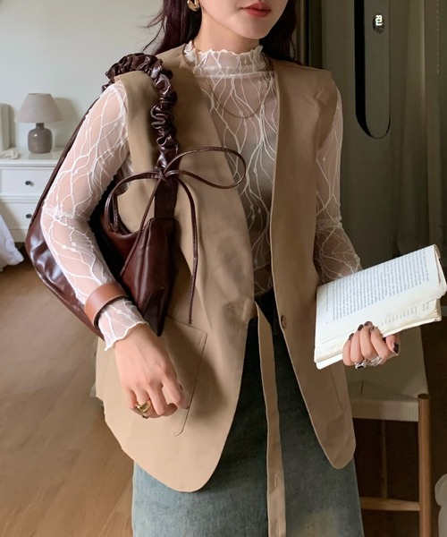 efill ベスト ジレ ベルト付き ジレ ベスト レディース : ZOZOTOWN