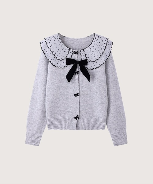 カーディガン リボンベビーカラーカーディガン Ribbon Baby Collar Cardigan レディース