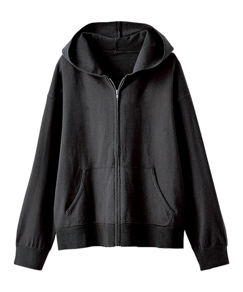 BELLUNA PLUS（ベルーナプラス） パーカー 上品ニット大人顔ジップ