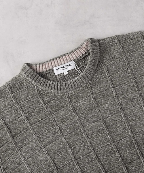 【正規品】STONE  クルーネックセーター ニットMサイズ Right-on（ライトオン） セーター ニット 針抜きモール クルーネック