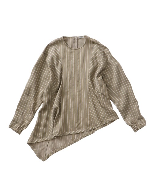 DRESSLAVE（ドレスレイブ） ブラウス シャツ asymmetry hem pinstripe