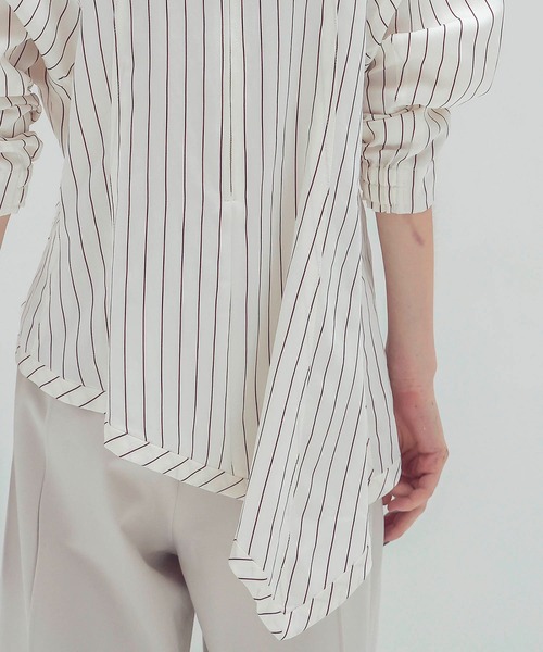 DRESSLAVE（ドレスレイブ） ブラウス シャツ asymmetry hem pinstripe