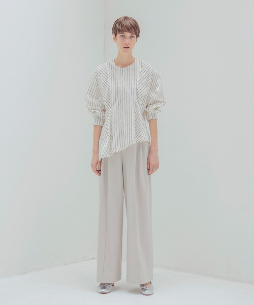 DRESSLAVE（ドレスレイブ） ブラウス シャツ asymmetry hem pinstripe