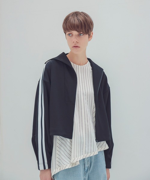 ブラウス シャツ asymmetry hem pinstripe blouse(アシンメトリーヘムピンストライプ柄ブラウス) レディース DRESSLAVE ブラウス シャツ asymmetry hem pinstripe blouse