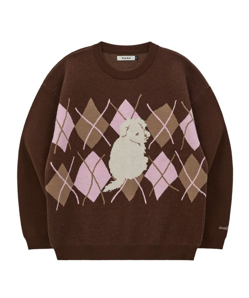 ニット セーター 「UNISEX」Wai Kei／MLTSアーガイルニット レディース メンズ WaiKei ニット セーター 「UNISEX」Wai Kei／MLTSアーガイル