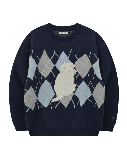 ニット セーター 「UNISEX」Wai Kei／MLTSアーガイルニット レディース メンズ WaiKei ニット セーター 「UNISEX」Wai Kei／MLTSアーガイル