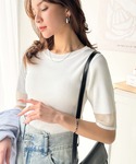 tシャツ 半袖 大人フェミニンな透け感。袖口シ...の詳細画像2