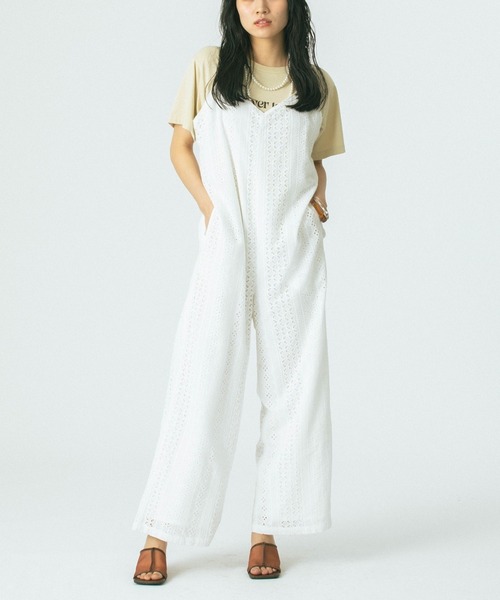 ROSE BUD オールインワン 「WEB・一部店舗限定」LACE ROMPERS