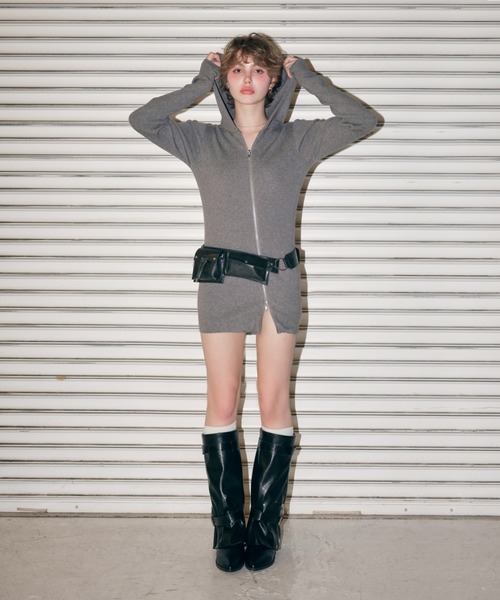 ACLENT（アクレント） ワンピース アシンメトリージップミニニット