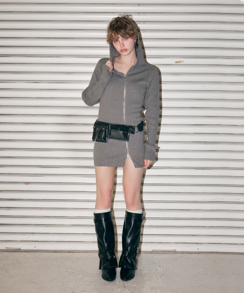 ACLENT（アクレント） ワンピース アシンメトリージップミニニット