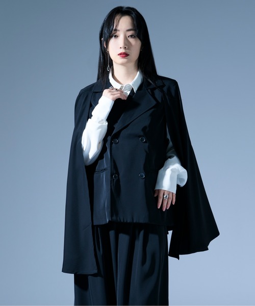 サンドロ ロングスリーブ ダブルブレスト ショート ジャケット ダブルクロスノーカラーショートジャケット | allureville