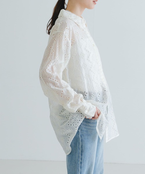 URBAN RESEARCH ブラウス シャツ 刺繍レースオーバーシャツ