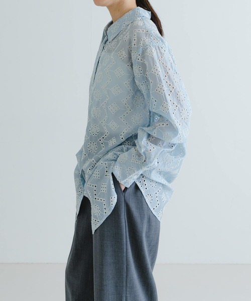 URBAN RESEARCH ブラウス シャツ 刺繍レースオーバーシャツ