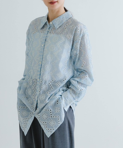 URBAN RESEARCH ブラウス シャツ 刺繍レースオーバーシャツ