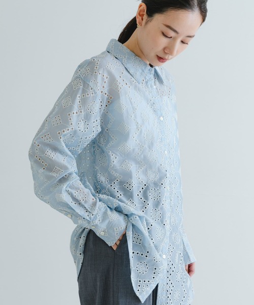 URBAN RESEARCH ブラウス シャツ 刺繍レースオーバーシャツ