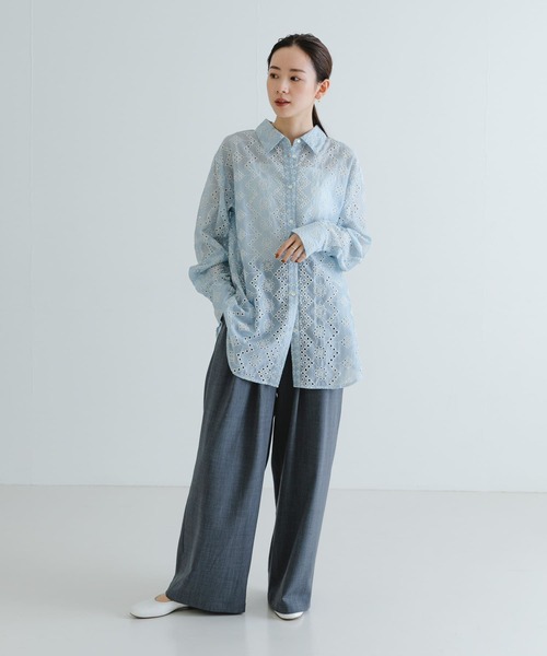 URBAN RESEARCH ブラウス シャツ 刺繍レースオーバーシャツ