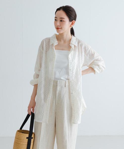 URBAN RESEARCH ブラウス シャツ 刺繍レースオーバーシャツ