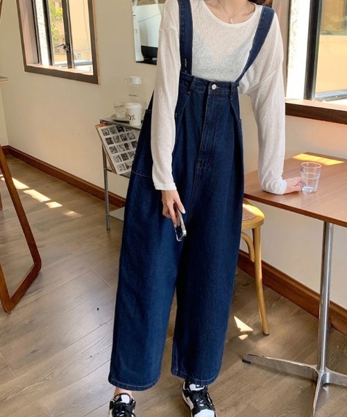 サロペット オーバーオール ハイウエスト デニムオーバーオール