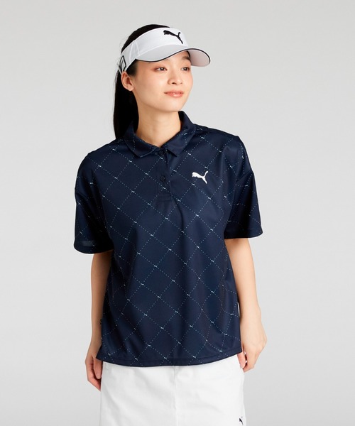 ポロシャツ ポロ PUMA プーマ ウィメンズ ゴルフ SB アーガイル AOP 半袖 ポロシャツ レディース