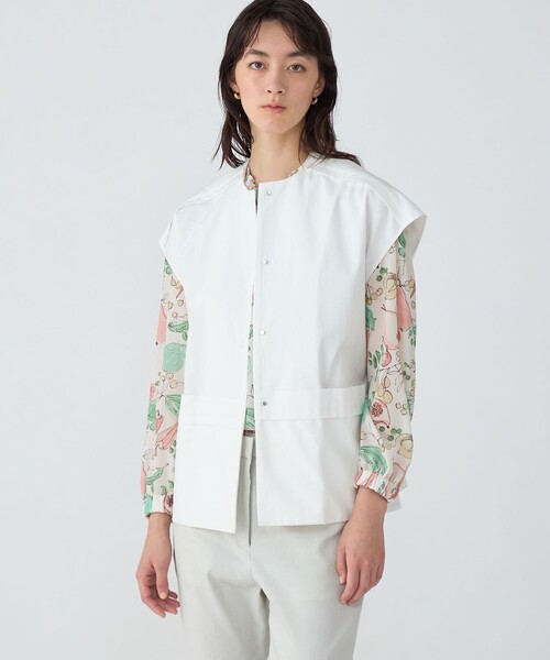 ベスト ジレ フロントシアーフリルショートジレ レディース ベスト ジレ フロントシアーフリルショートジレ レディース