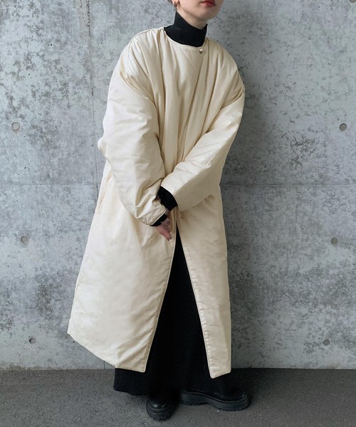 毛ナイロン ノーカラーコートモカ M N.（N. Natural Beauty Basic）ノーカラーコートモカ