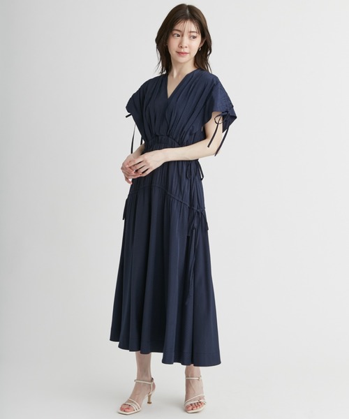 CELFORD ワンピース カシュクールリボンノースリーブワンピース