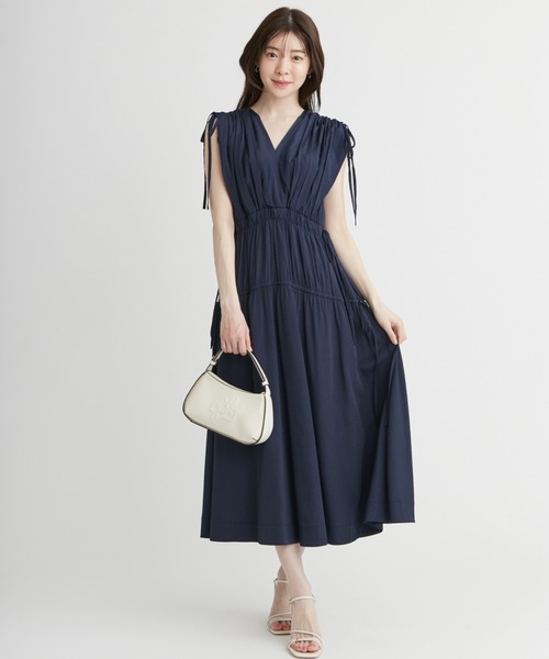★日本の職人技★ CELFORD ワンピース カシュクールリボンノースリーブワンピース ワンピース