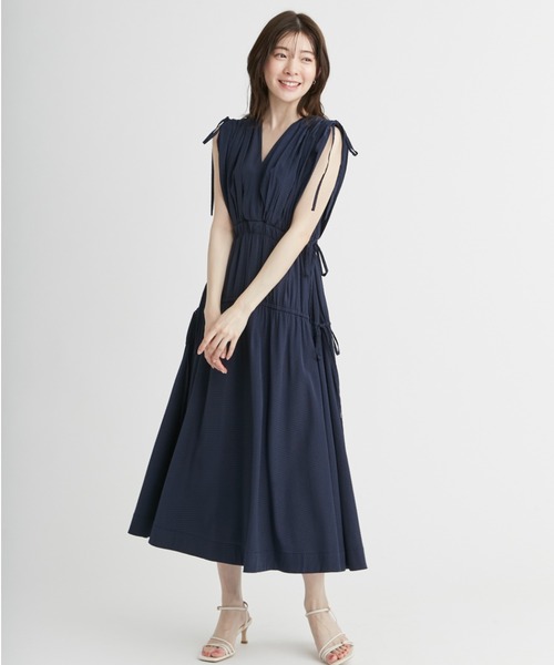 CELFORD カシュクールリボンノースリーブワンピース　サイズ36 カシュクールリボンノースリーブワンピース(デイリーワンピース