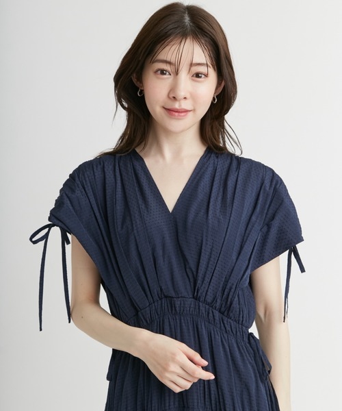 CELFORD ワンピース カシュクールリボンノースリーブワンピース