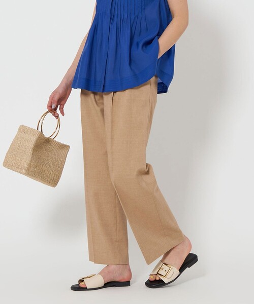 green label relaxing スラックス パンツ P/LI 2タック ワイド
