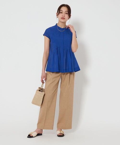 green label relaxing スラックス パンツ P/LI 2タック ワイド
