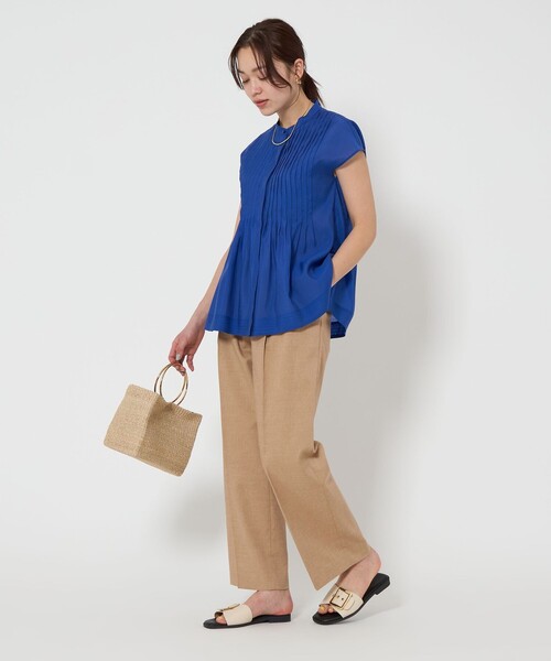 green label relaxing スラックス パンツ P/LI 2タック ワイド