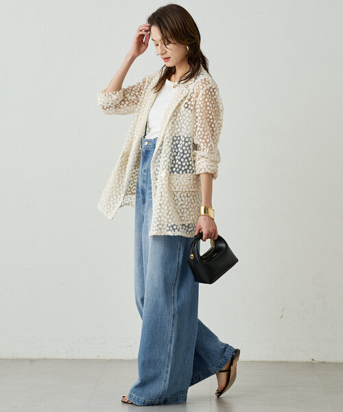Loungedress ベスト ジレ 20thフラワーレースジャケット