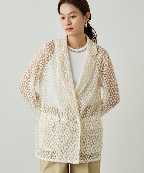 Loungedress ベスト ジレ 20thフラワーレースジャケット
