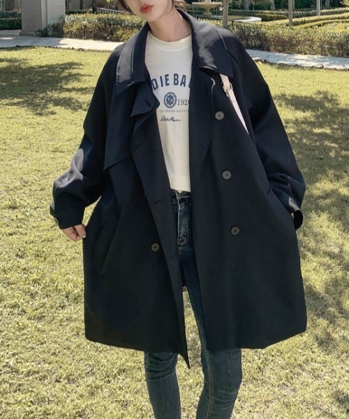 tシャツ ミドルレングストレンチコート レディース