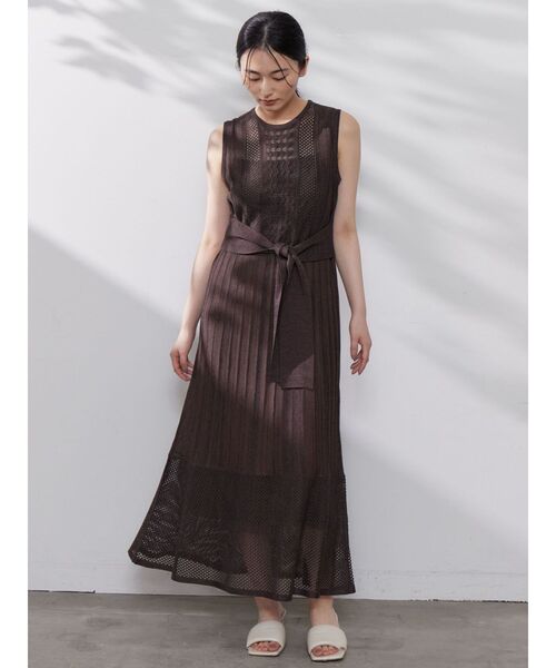 【美品・40％オフ】LAGUNAMOONストライプメッシュニットワンピース LAGUNAMOON ワンピース ストライプメッシュニットワンピース