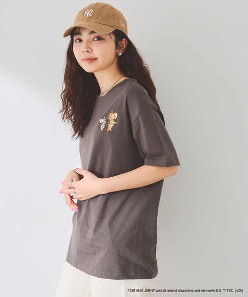 tシャツ 「TOM and JERRY/トムとジェリー」ジェリー＆タフィー胸刺繍