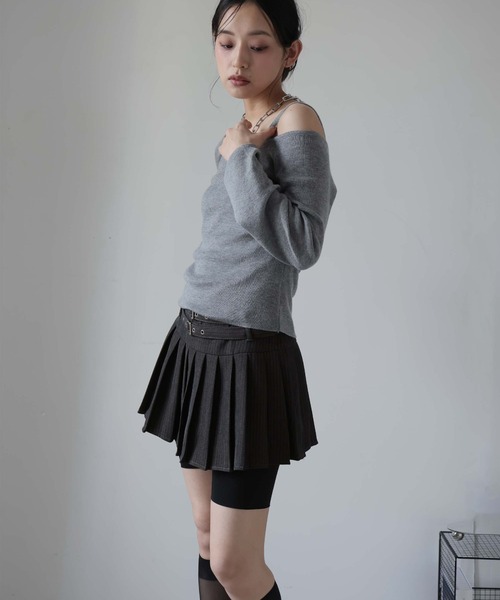 ULYSSES スカート ダブルベルトプリーツミニスカート : ZOZOTOWN Yahoo